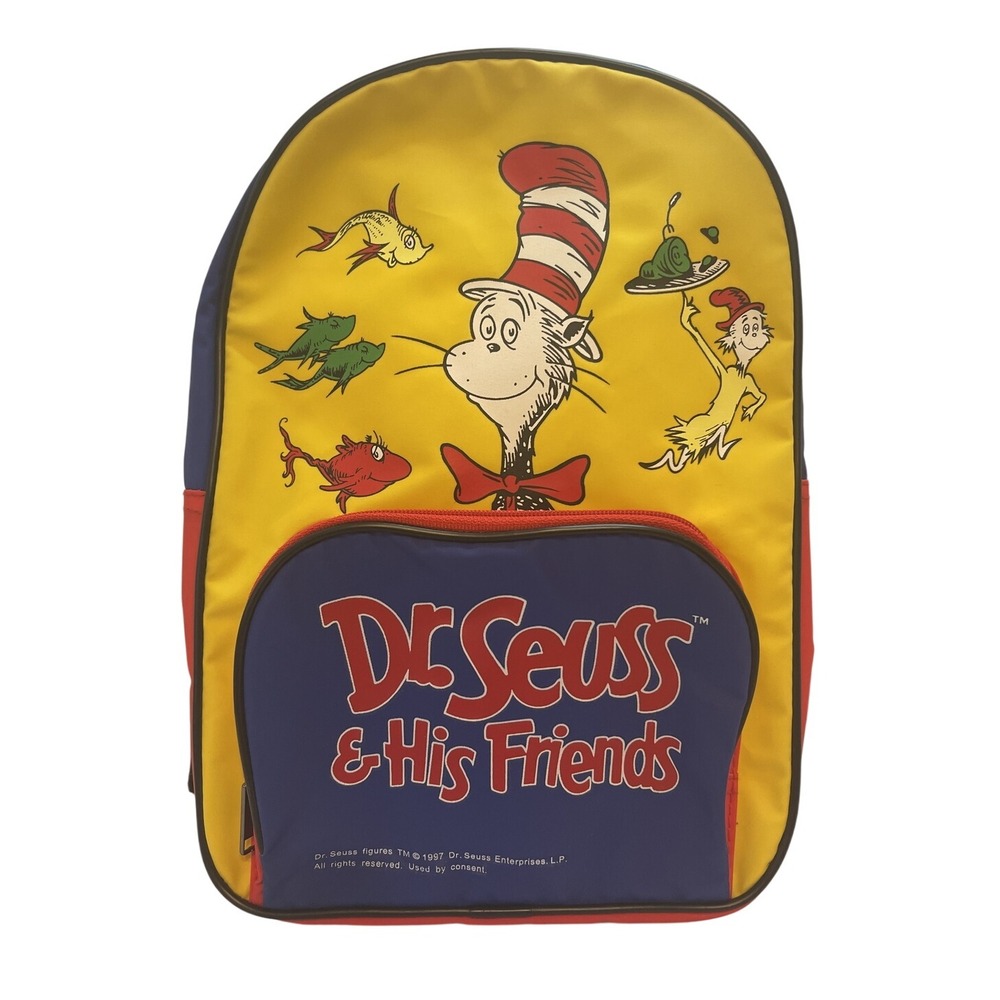 Dr. Seuss & His Friends Backpack 1997 The Cat in the Hat Yellow Blue